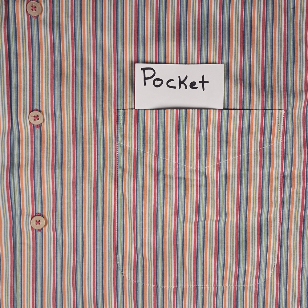 Alan Flusser Large Mens Multicolor Striped Long Sleeve Button Up Dress Shirt - Picture 5 of 11